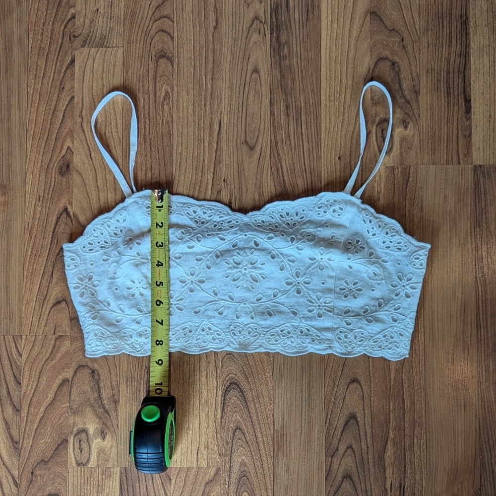 Madewell Eyelet Linen-Blend Crop Tank Top in Cream, Size 12 - Picture 5 of 11
